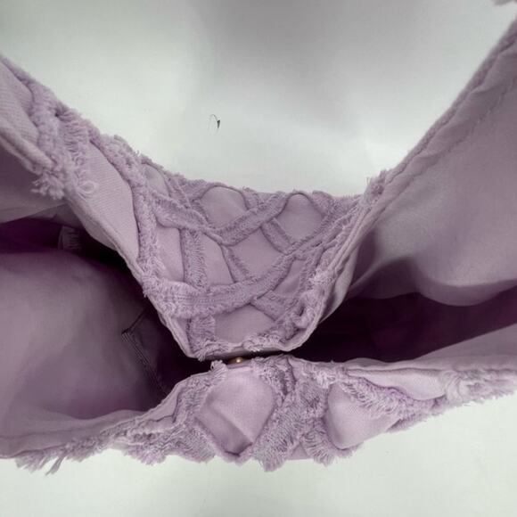 Urban Expressions Lavender Barbuda Cotton Fringe Hobo Bag NWOT - Picture 9 of 13